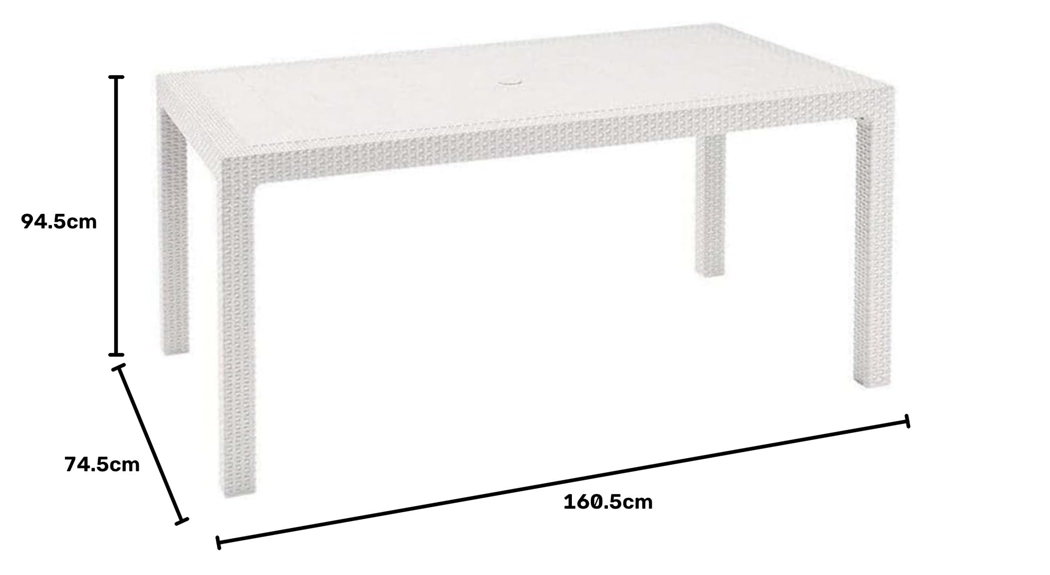 Keter Tavolo da Giardino Melody, Finitura Effetto Rattan, Bianco, 160,5x94,5x74,5H cm