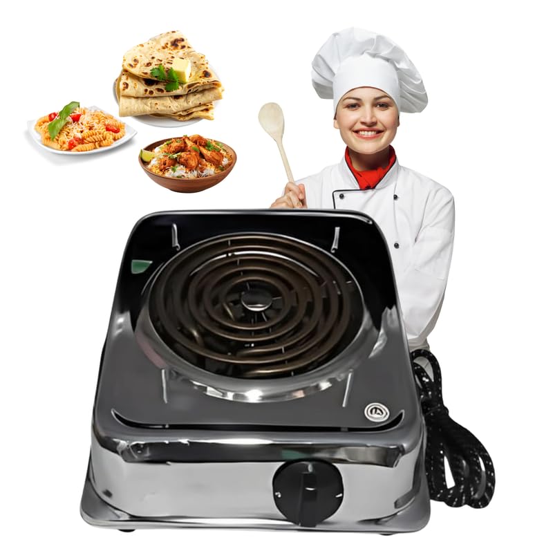Drumstone TopRated 𝟏𝟓𝐘𝐫 𝐖𝐚𝐫𝐫𝐚𝐧𝐭𝐲 699AID86 2000W Electric Hot Plate Single Burner with Copper Coil Heating, Heavy Switch, Fast Heating Portable Cooktop, Durable Chrome Body for Home Kitchen