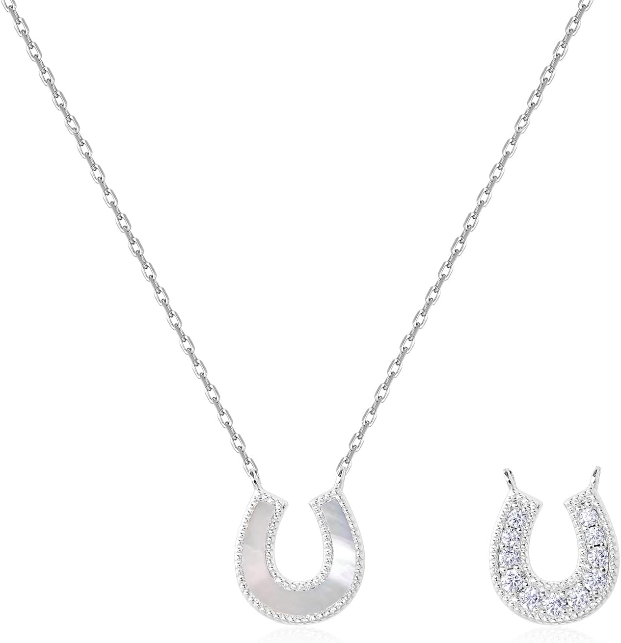 ARSIS 18K Gold Plated Lucky Charm Pendant Necklace for Women，Mother of Pearl Charm Pendant Necklace, Cubic Zirconia Reversible Dainty Jewelry Gift