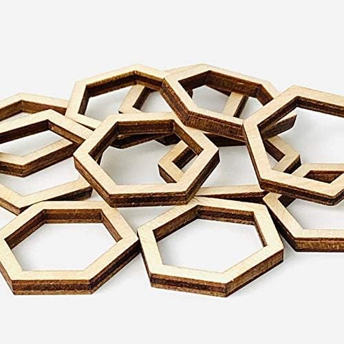 Miniatura 2 de Elige tu tamaño y cantidad (12 unidades a 48 piezas) de madera sin terminar con hexágonos huecos de madera con forma de panal de abeja, marco con