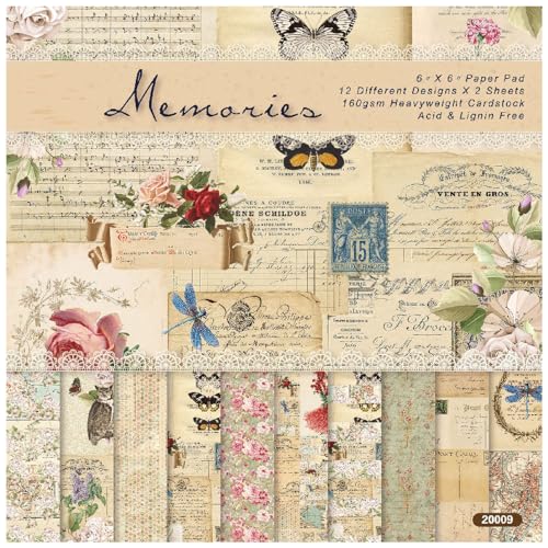 Accesorios para álbumes de recortes Papel, Papel con estampados de textura de madera vintage, 6 x 6 pulgadas, 48 ​​hojas, papel con patrones de una sola cara, 160 g/m², sin ácido, for hacer tarjetas