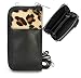 Produktbild irisaa Leder Damen Handytasche Umhängetasche mit Geldbörse, Echtleder Handy Portemonnaie Tasche Crossbody mit verstellbarem Schultergurt und vielen Kartenfächern, Damen Tasche:Leopard