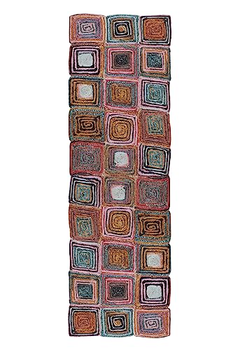 CASAVANI Alfombra multicolor hecha a mano para exteriores, alfombra de yute tejida de color natural, alfombra tejida Kilim para el hogar y la oficina (80 x 120 cm)