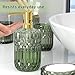 QIQU Green Glass Bathroom Accessories Set 5 Pcs, Green Bathroom Set, Soap Dispenser and Toothbrush Holder Set, Qtip Holder Set, Vintage Bathroom Sink Set, Cute Bathroom Decor
