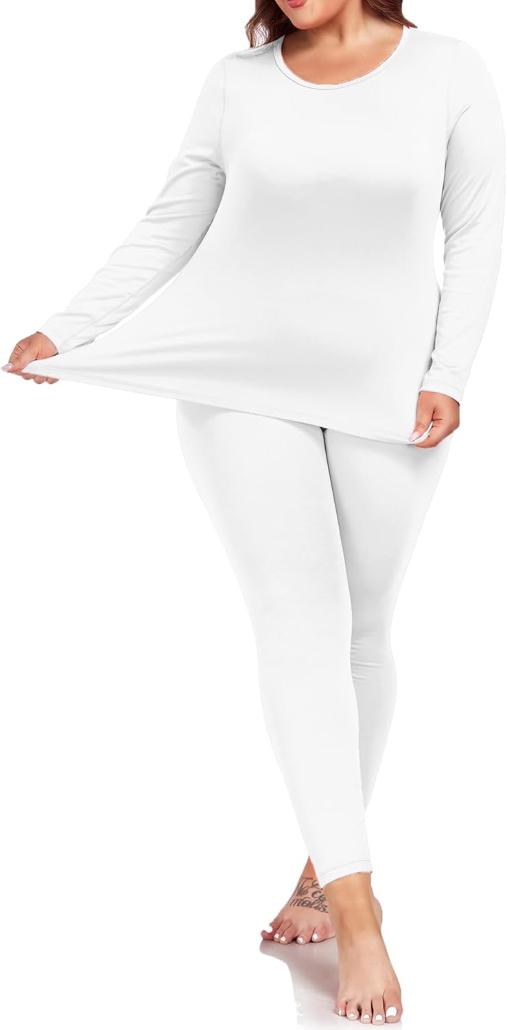 Women's Plus Size Thermal Sets for Women Underwear Long Johns Long Sleeve Base Layer Top and Bottom Sets XL-5XL - Image 3