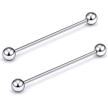 14G 16G Astm F136 Titanium Nipple Tongue Rings Piercing Jewelry Industrial Straight Barbell Tongue Nipple Ring Piercing Jewelry For Women Men Bar Length 6MM - 40MM