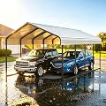 Yotila Bright White 12x20 Heavy Duty Metal Carport Kit, Garage with Galvanized Steel Roof & Frame, All Weather Waterproof RV Canopy for Boat & Car Storage, Easy Assembly Outdoor Storage