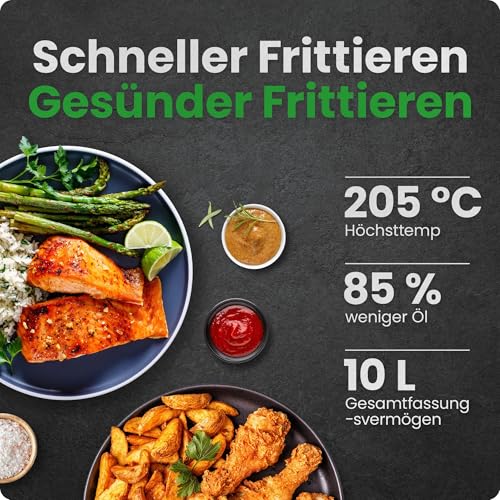 Chefman Multifunktionale Digitale Heißluftfritteuse + Rotisserie, Dörrautomat, Konvektion, 17 Touchscreen-Voreinstellungen, XL 10L Familiengröße, Automatische Abschaltung, Großes Sichtfenster, Schwarz – Bild 3