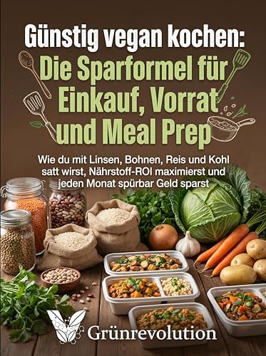 Günstig vegan kochen: Die Sparformel für Einkauf, Vorrat und Meal Prep: Wie du mit Linsen, Bohnen, Reis und Kohl satt wirst, Nährstoff-ROI maximierst und … spürbar Geld sparst (Ethik der Zukunft 6)