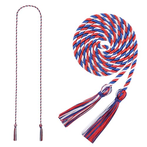 Image of Graduation Honor Cord 68 inch Grad Braided Honor Cords with Tassel Honor Rope Grad Cords for Graduation Students Bachelor Master Doctoral Gown Grad Decor (Red White and Royal Blue)