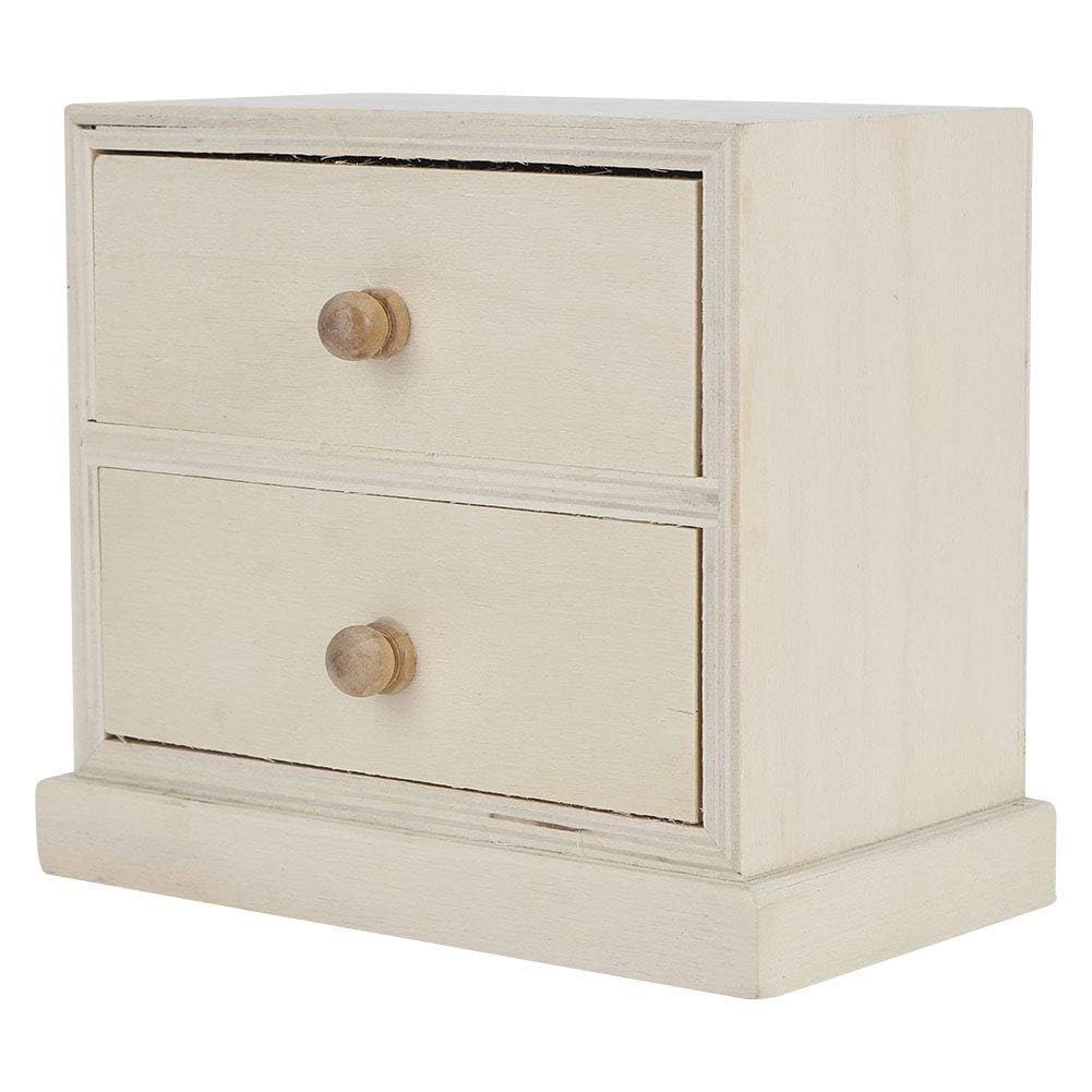 Organizador de Escritorio con 2 Cajones, Organizador de Escritorio de Madera Natural, Mini Cajones para Maquillaje, Compartimentos Organizador Escritorio, Organizador de Bambú, 13x12x7,5 cm