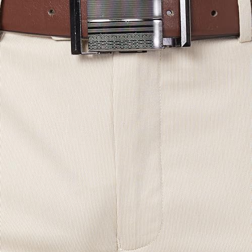 Image of Park Avenue Men's Mid Rise Neo Fit Polyester Blend Stripe Pattern Flat Front Formal Regular Fit Trouser
