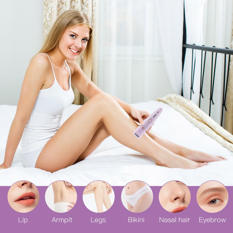 Solimpia HT-518 lady grooming kit 7-in-1 painless body shaver facials, eyebrows, ear-naches trimmer exfoliating heads, body, legs, bikini, underarms, arms, IPX5 waterproof, suitable for pink.