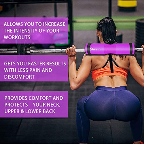 NEALFIT Barbell Pad Squat Pad for Squats—Squat Bar Pad—Great for Weightlifting,Lunges and Hip Thrusts—Foam Sponge Pad—Fit Standard and Olympic Bars Perfectly - Thumbnail 3