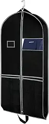 Zilink Bolsa de roupa de 109 cm para viagem com bolsos capa respirável para armazenamento com suporte de cartão de PVC, preta