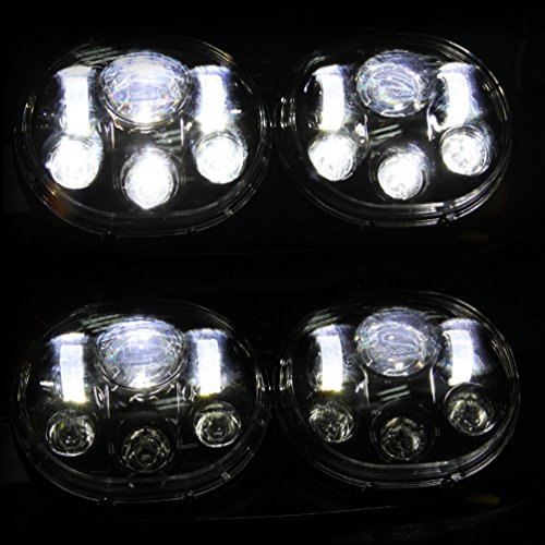 Sunpie 5-3/4" Black Motorcycle Projector Dual Led Headlight Compatible With H_Arley Motorcycles Compatible With Road Glide 2004~2013 #TOP6