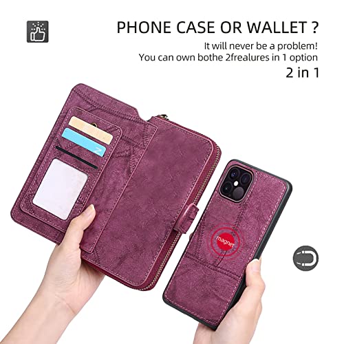 Funda tipo cartera para iPhone que evita pérdidas con tarjetero de cremallera 3