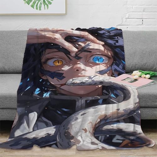 UPRSTUVWX Demon Slayer Manta Microfibra Impresa 3D Kimetsu No Yaiba Manta Suave Acogedora Y Cálida Mullida Multiusos Cubierta De Cama para Niños Adultos，para Adultos Y Niños 70x80inch(180x200cm)