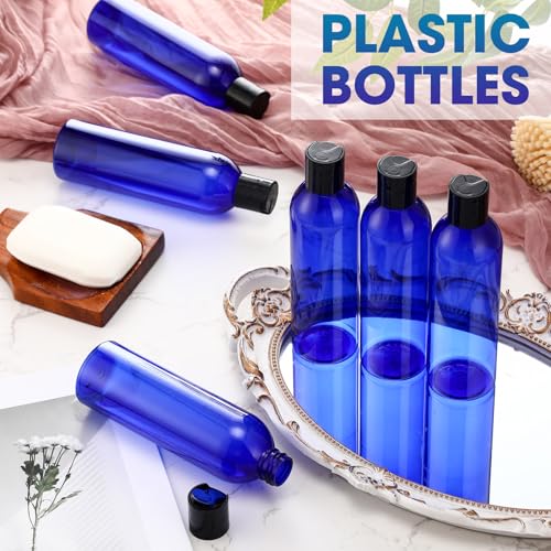 Eccliy 48 Pack 8oz Empty Plastic Squeeze Bottles with Disc Caps Travel Containers Refillable Plastic Empty Bottles with Caps for Shampoo, Lotions, Liquid Body Soap, Creams (Blue)3