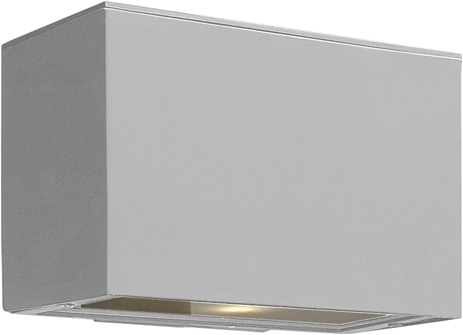 Hinkley Atlantis Extra Small Up/Down Wall Mount Outdoor Lantern - Aluminum, Etched Glass Lens, LED Bulb Included, Dark Sky - Titanium Finish