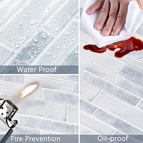 Peel And Stick Backsplash Tile Self-Adhesive 3D Vinyl Tiles Stick On Backsplash For Kitchen Bathroom Home Decor Brick Marble Wall Sticker Gray Mix (12" X 12", 10 Sheets) #TOP5