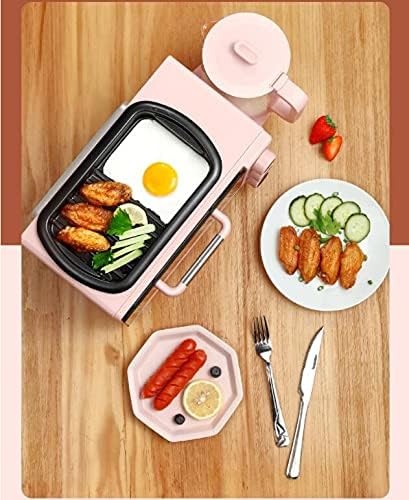 Electric Breakfast Coffee Maker Frying Pan Pink 4 in 1 Machine Multifunction Mini Oven Household Bread Pizza Oven Frying Pan