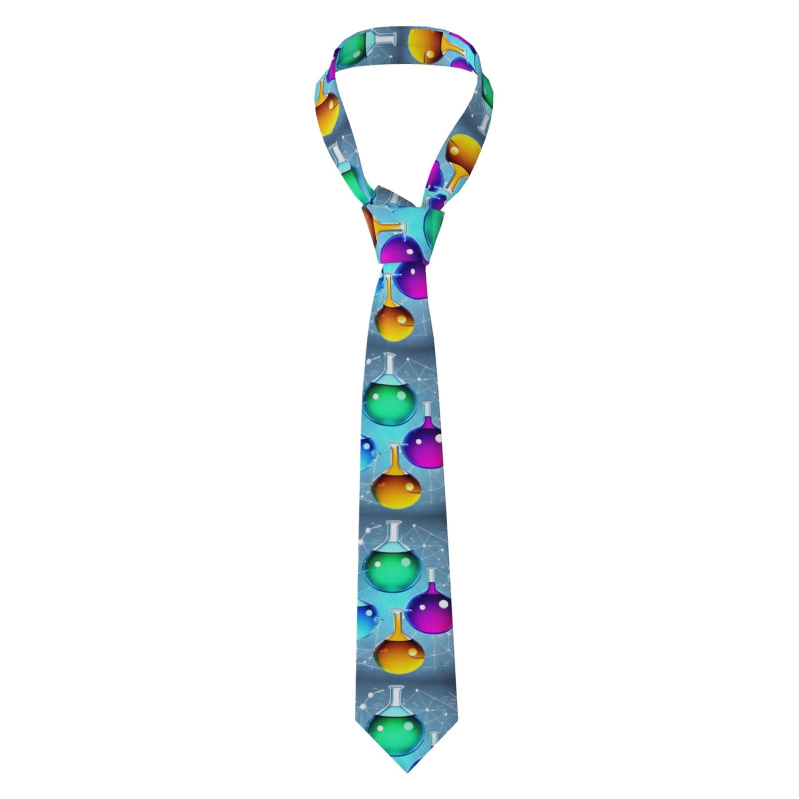Yugtaee Men's Black Abstract Science Chemistry Printed Necktie For Business, Daily Wear, Work, Birthdays, Weddings, Parties, Banquets Easy Care 57X3.1 In