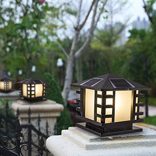 Miniatura 4 de CraftThink Luz solar LED para exteriores, lámpara opaca de cristal con forma de casa con pantalla acrílica cuadradafuentes de luz cálidasen negro