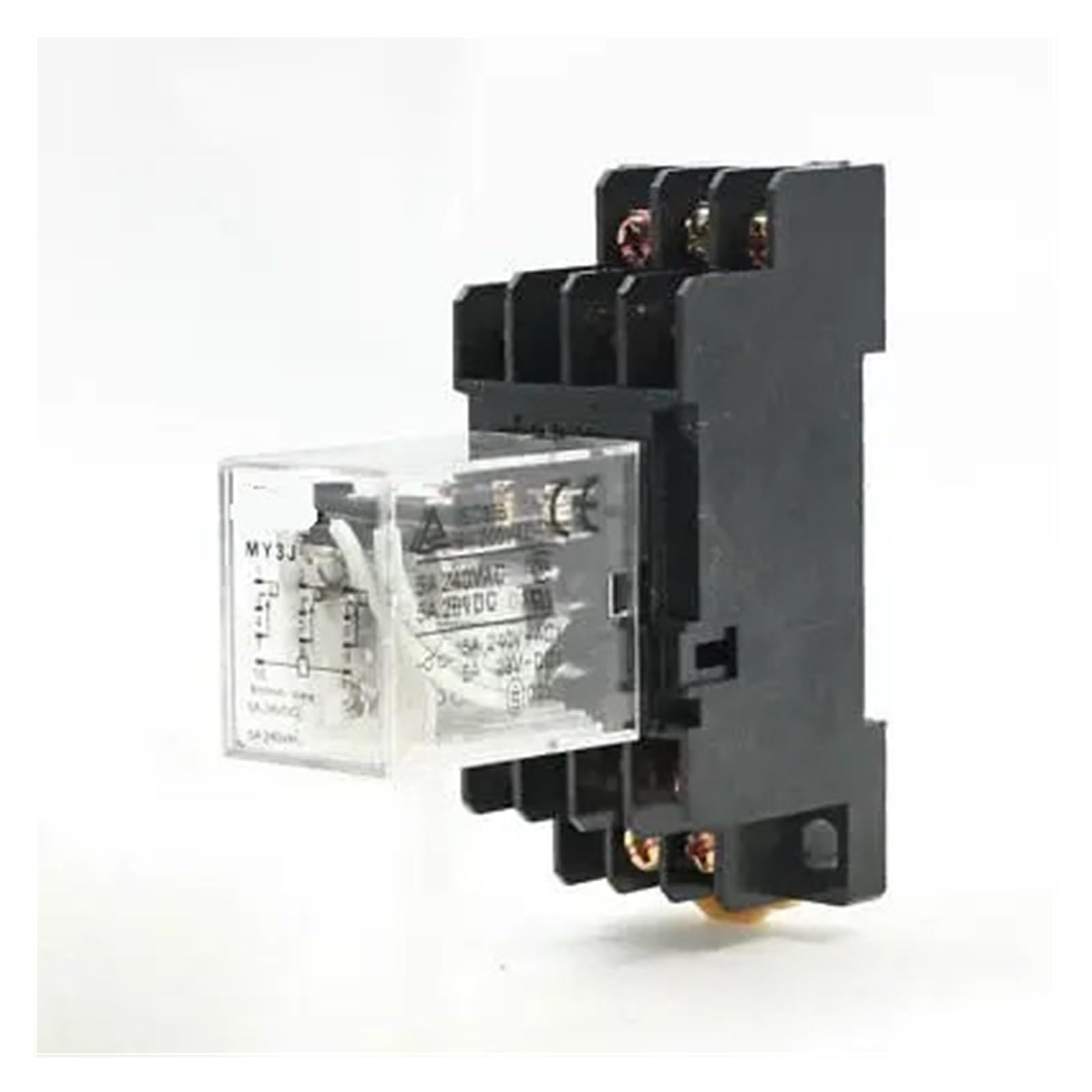 Relé de potencia 3PDT con base y bobina de 48V DC para control industrial 3