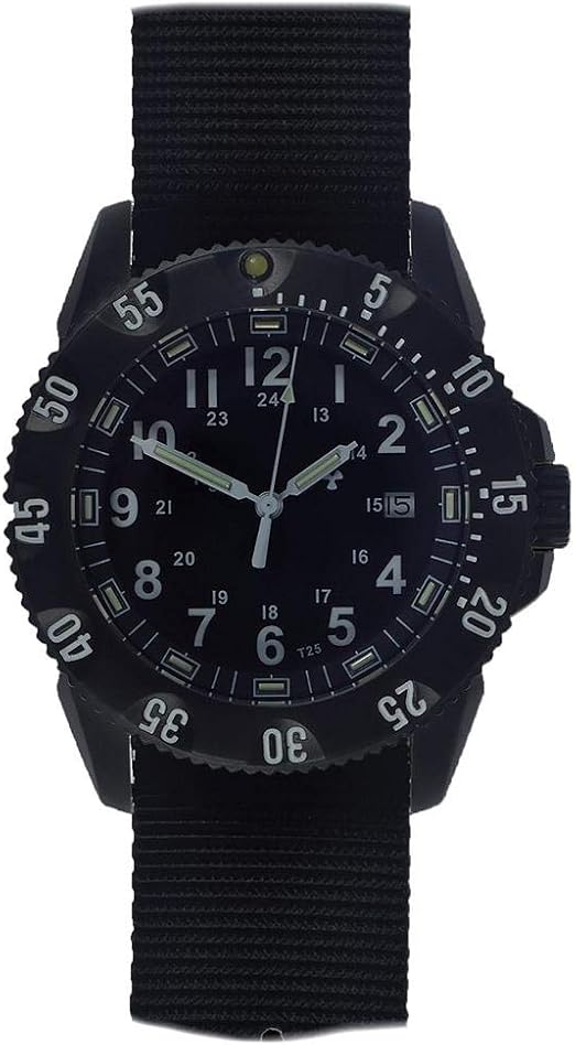 MWC Militare Automatico Acciaio Nero Zaffiro Datario Trizio NATO Uomo  Orologio Tactical : Amazon.it: Moda