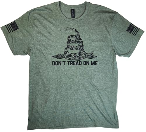 Don't Tread On Me T-Shirt (Heather Military Green, X-Large)