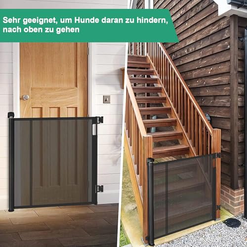 Treppenschutzgitter Türschutzgitter Ausziehbar 0-200cm,Baby Absperrgitter Schutzgitter Treppe für Kinder,Katzen und Hunde,Geeignet für Innen Außenbereich (200cm/schwarz)