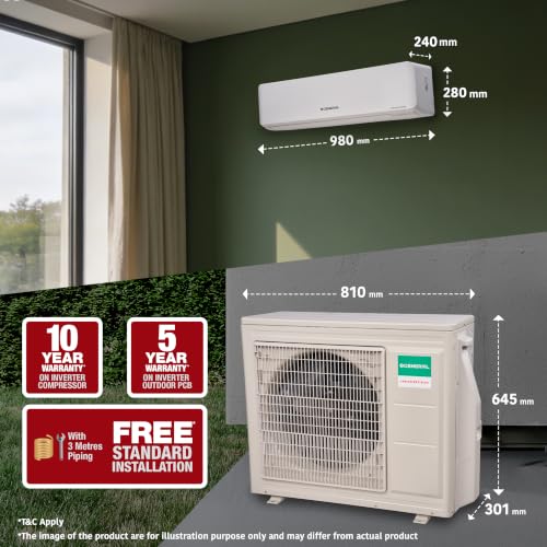 Image of GENERAL 1.8Ton BEE 2026 3 Star Rated,Inverter Split AC(ASGG22CNWA-B,White,Copper,6400W,Powerful Cooling,15m Long Reach Airflow,4 Way Swing,55C Max,Suitable for 200~250 Sft,Free Standard Installation)