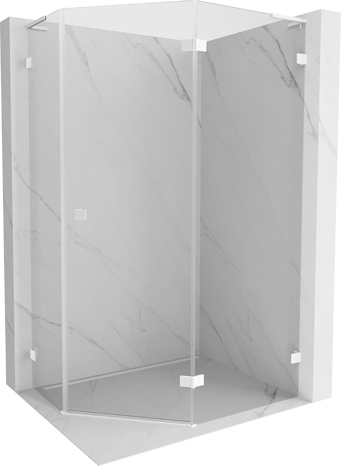 Mexen Lunar L Box Doccia Cinquagonale con Ante a Battente Destra 90x90 Trasparente Bianco