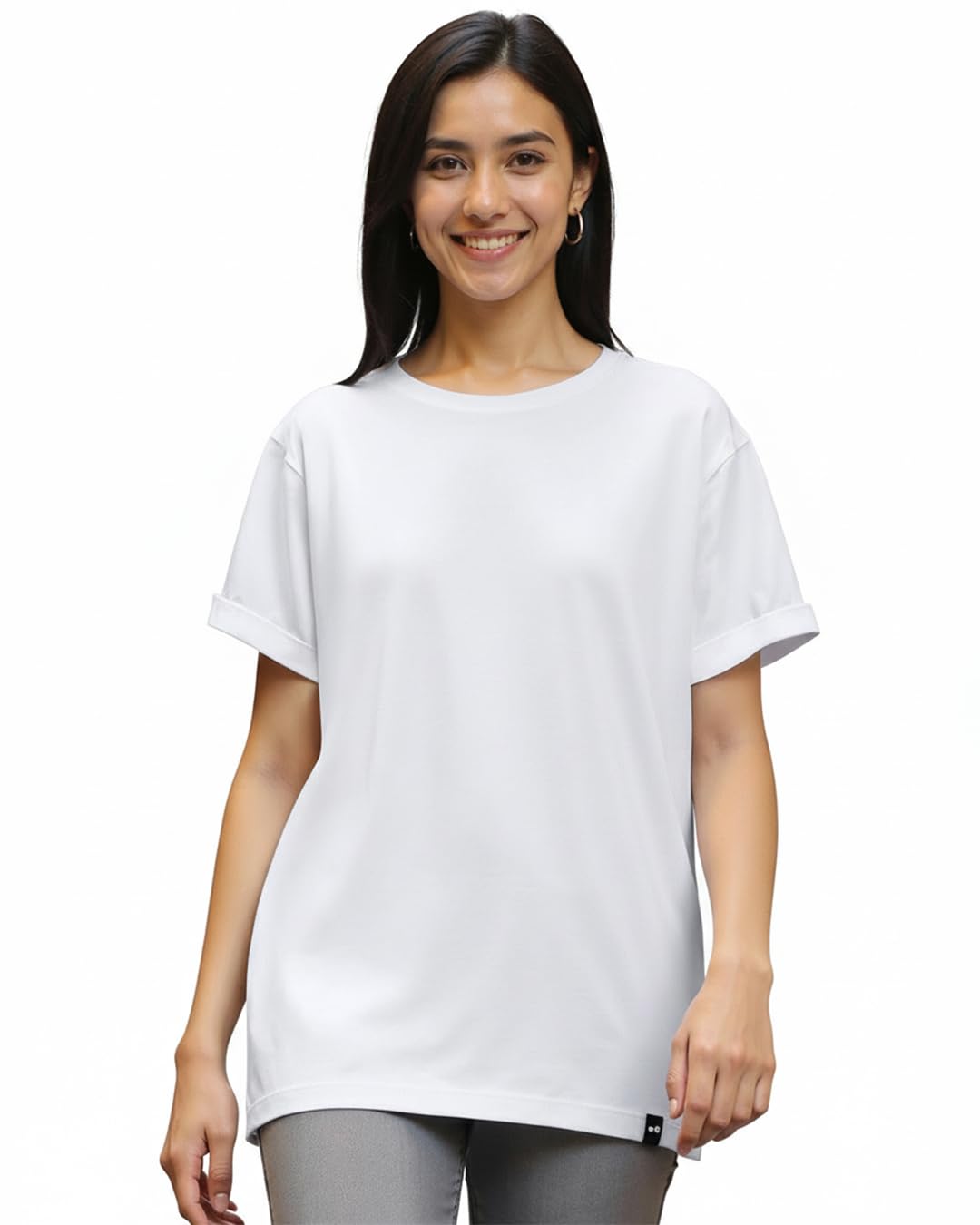 bewakoof Women's 100% Cotton Solid Boyfriend Fit Round Neck T-Shirt-picture-47