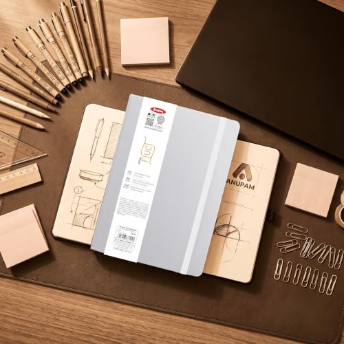 Image of Anupam Fluct Royal A5 Ruled Journal | 160 Pages | 80gsm | Matte Finish PVC Cover Notebook | pH Neutral And Acid Free Paper | Matching Elastic Closure | Ruled Sheets Good For Journaling Offices (White)