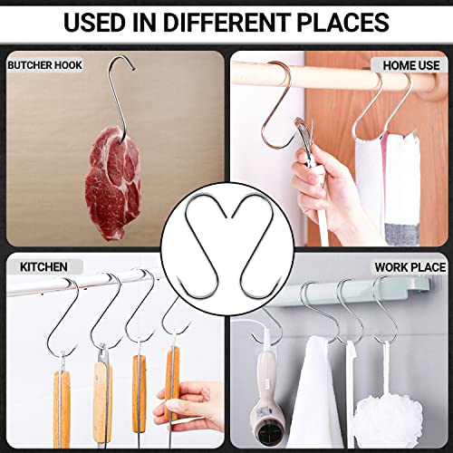 10 ganci a S per carne, 15 cm, in acciaio inox