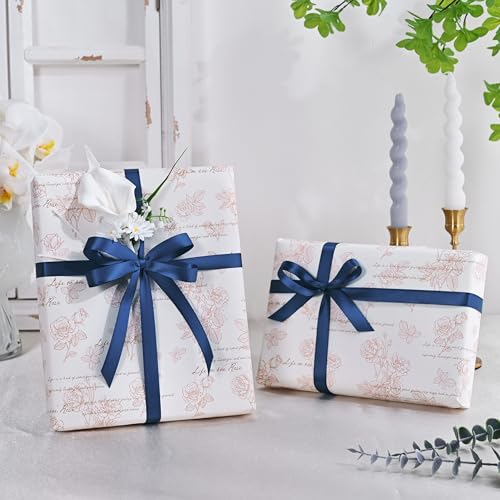 Image of Double Face Navy Blue Satin Ribbon 1 /2 inch X 50 Yards Polyester Navy Blue Ribbon for Gift Wrapping Very Suitable for Weddings Party Invitation Decorations and More