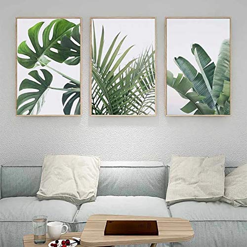 Toile Scandinave Photos Moderne de Feuilles Botaniques Vertes 60x80