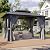 Aoxun 10Ft X 10Ft Hardtop Gazebo, Aluminum Metal Outdoor Gazebo with Breathable Netting and Curtains, Galvanized Steel Double Top, Permanent Patio Pavilion for Dining, Wedding, Party