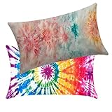 Outdoor Kissen Kissenbezug 50 x 70cm Blume 2er Set Sofakissen Kissenbezüge Rosa Wasserfestem Leinen Versteckter Reißverschluss gelten für Büro Wohnzimmer Schlafzimmer Sofa Wohndeko Geschenke BY5 Y-7