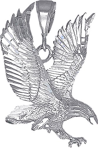 eJewelryPlus Sterling Silver Eagle Charm Pendant Necklace Diamond Cut Finish with Chain (Without Chain)