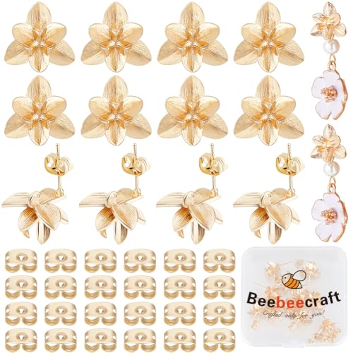 Boucles d'oreilles fleur plaqué or 18k apprêts fermoirs pour bijoux