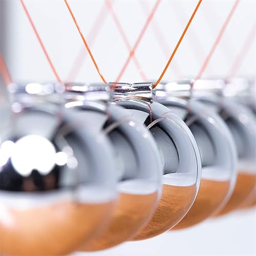 Miniatura 5 de CERROPI Péndulo de cuna de Newtons grande con 7 bolas, juguetes de escritorio de movimiento perpetuo para oficina, inquietos calmantes, más de 50