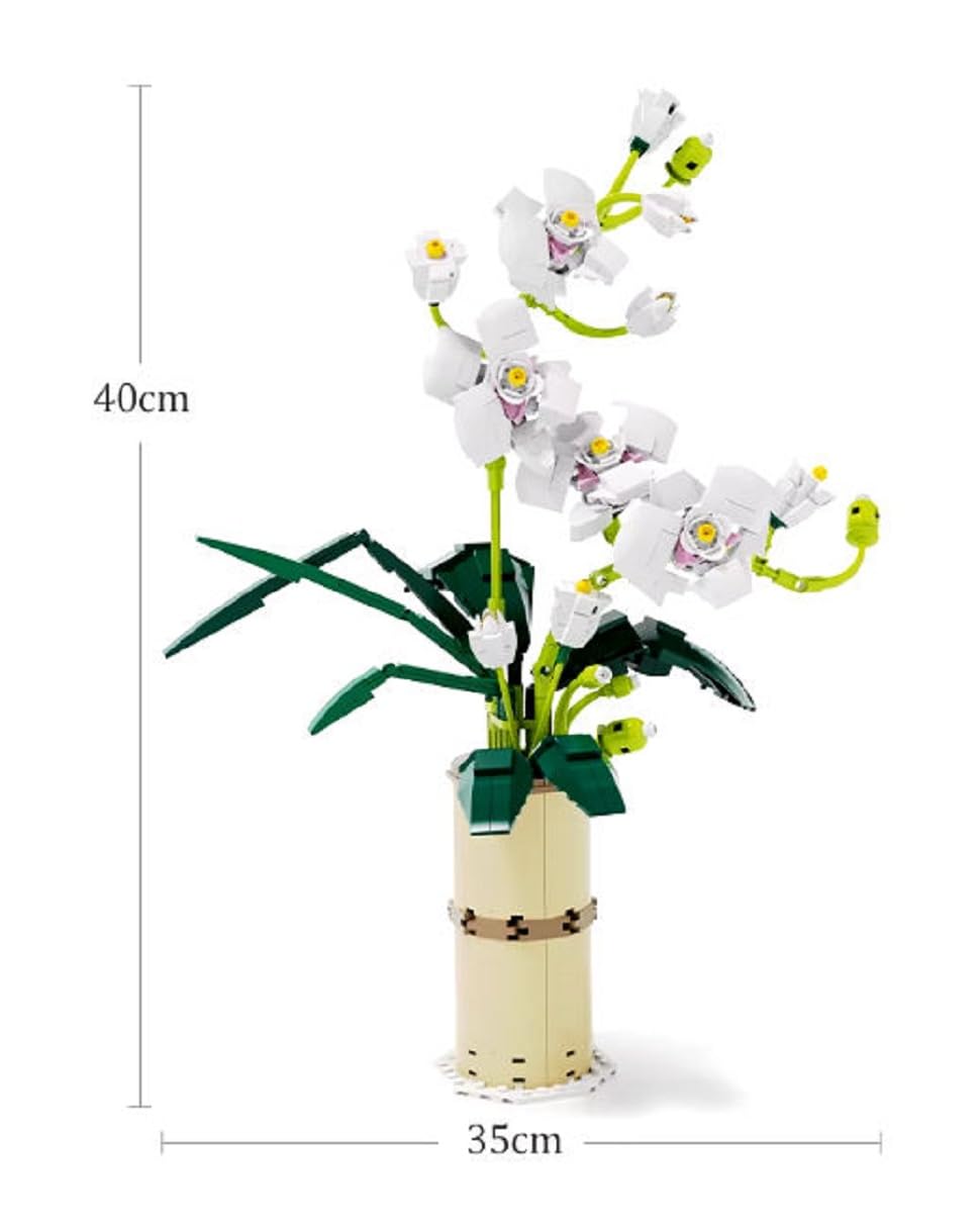 Klocki budowlane COIL, kwiaty z klocków, Phalaenopsis, zestaw budowlany, klocki, kolekcja botaniczna, dekoracja wnętrz, dla dzieci od 14 lat, 588 szt.