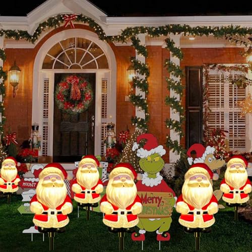 Upgraded 6-Pack Solar Christmas Garden Stake Lights, Outdoor Waterproof Solar Santa Claus Stake Christmas Pathway Lights for Garden Decorations Lawn Pathway Patio (8 Modes) - Image 4