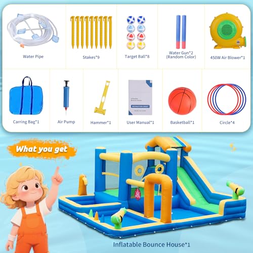 AONESY Inflatable Bounce Castle with Water Slide - Image 9