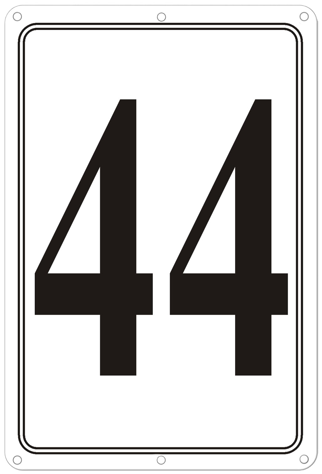 Premium Aluminum Number Signs 44, Metal 12" X 8" Numbered Signs Outdoor for Parking Lots, Floor, Dock, Court, Aisle, Field, High Visibility, No Fade, Weather-resistant