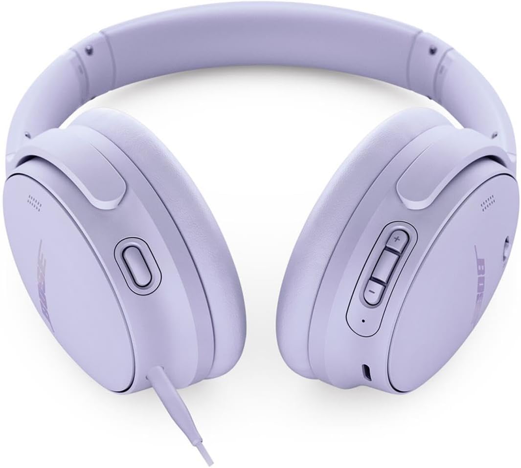 Bose QuietComfort Wireless Noise Cancelling Headphones, Bluetooth Over Ear Bundle with Green Extreme Portable Charger, (Chilled Lilac)