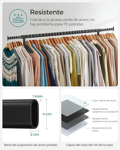 Recopilación de Rack para Ropa Desarmable los 10 mejores. 6 Rack para Ropa Desarmable marca SONGMICS (3)